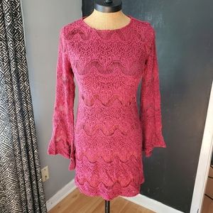 Altar'd State burgundy lace dress, midi, xs